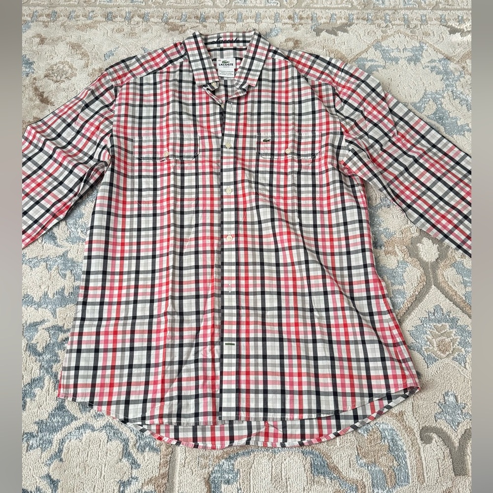 Lacoste Long Sleeve Plaid Slim Fit Shirt 100%
Cotton Men's Size 40 - Picture 3 of 10